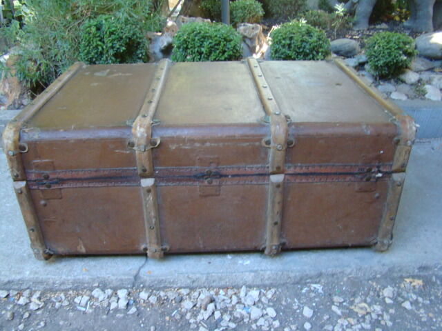 Old brown canvas trunk