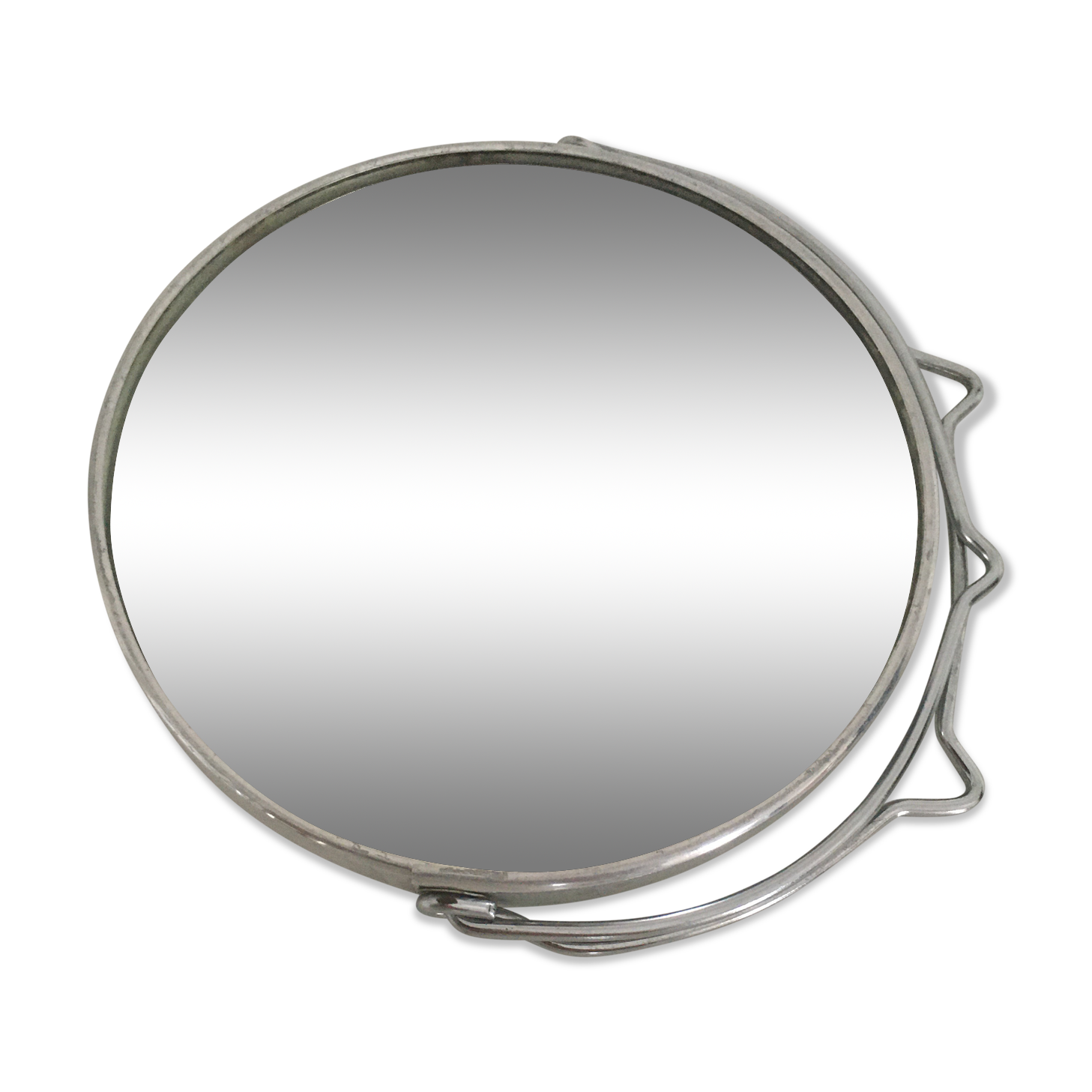 Vintage magnifying barber mirror in 12x12cm metal