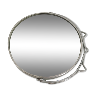 Vintage magnifying barber mirror in 12x12cm metal