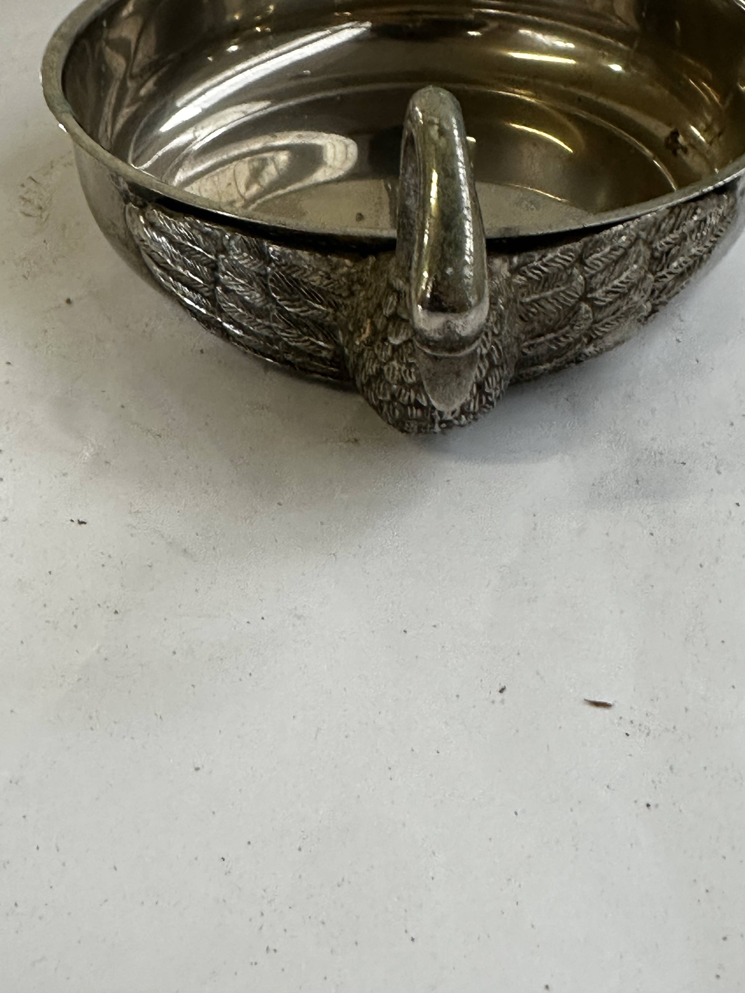 Art Deco silver-plated metal pocket emptier with swan decor
