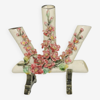 Old ceramic bouquet maker from the 1930s - Vintage Victorian French Majolica