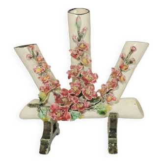 Old ceramic bouquet maker from the 1930s - Vintage Victorian French Majolica