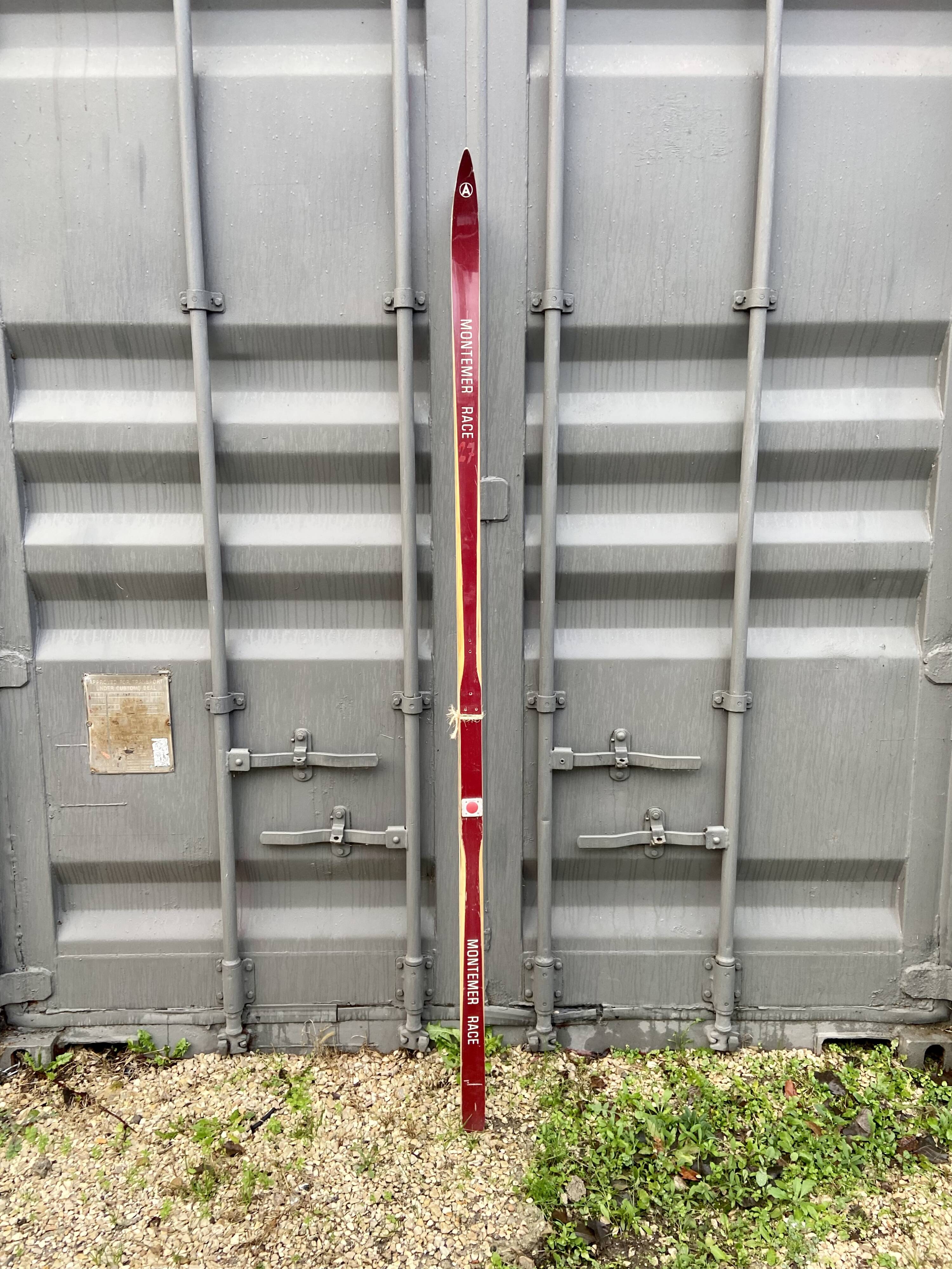 Pair of old wooden skis