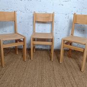 3 brutalist children's chairs from the 1980s in ash.