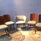 Set of 4 chairs and 1 armchair design 50s