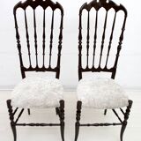 Pair of Gaetano Descalzi Midcentury Italian Chiavari High Back Chairs, 1950