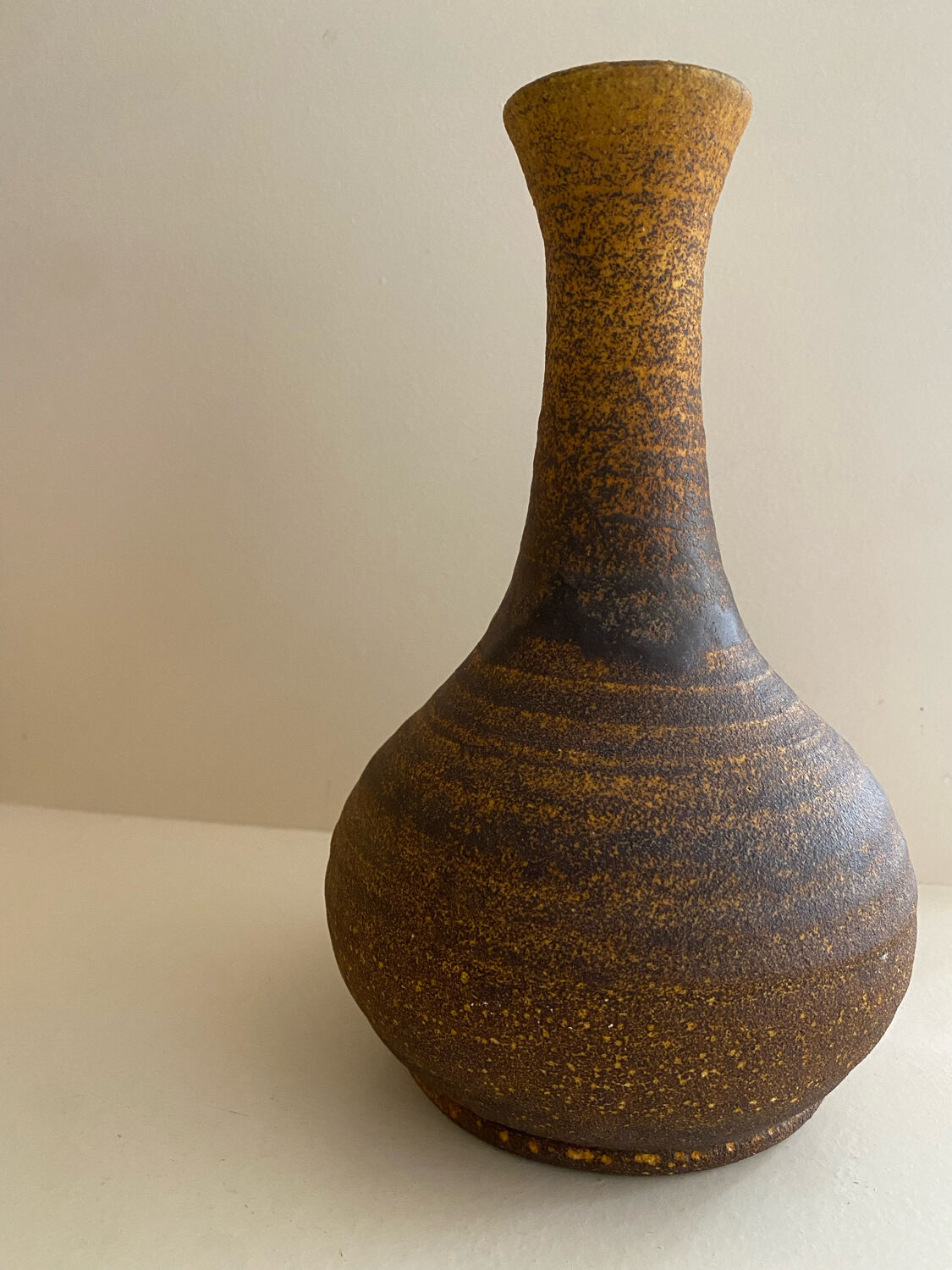 Golden yellow ochre Accolay ceramic vase