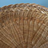 Old woven wicker fruit basket, wicker bread basket, round wicker wicker basket
