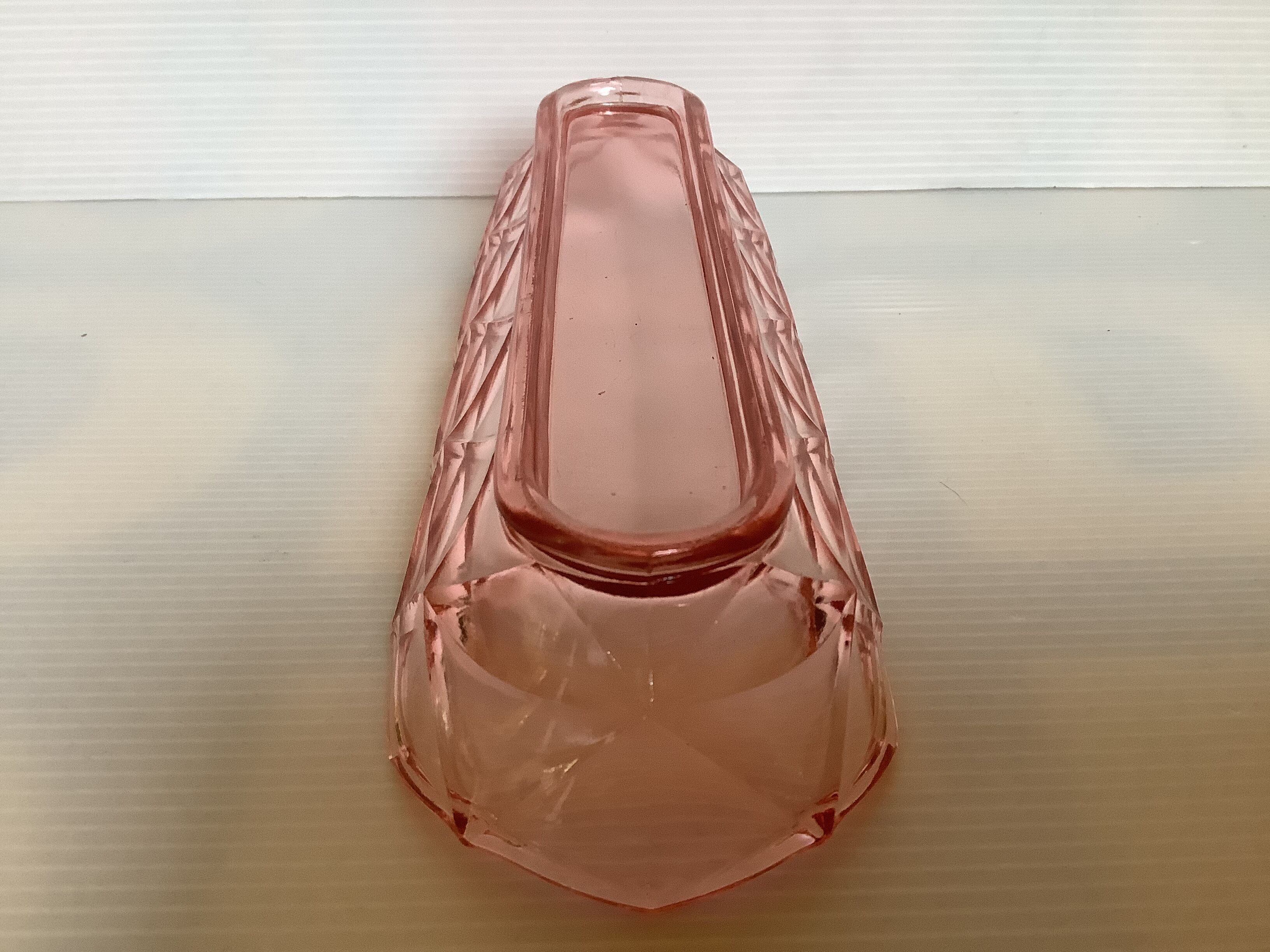 Empty pocket pencil holder pink glass