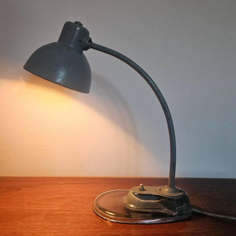 Lampe de bureau industrielle Bauhaus, Marianne Brandt, Kandem, base en verre, années 1930