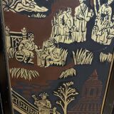 Screen with Japanese decor and black lacquer