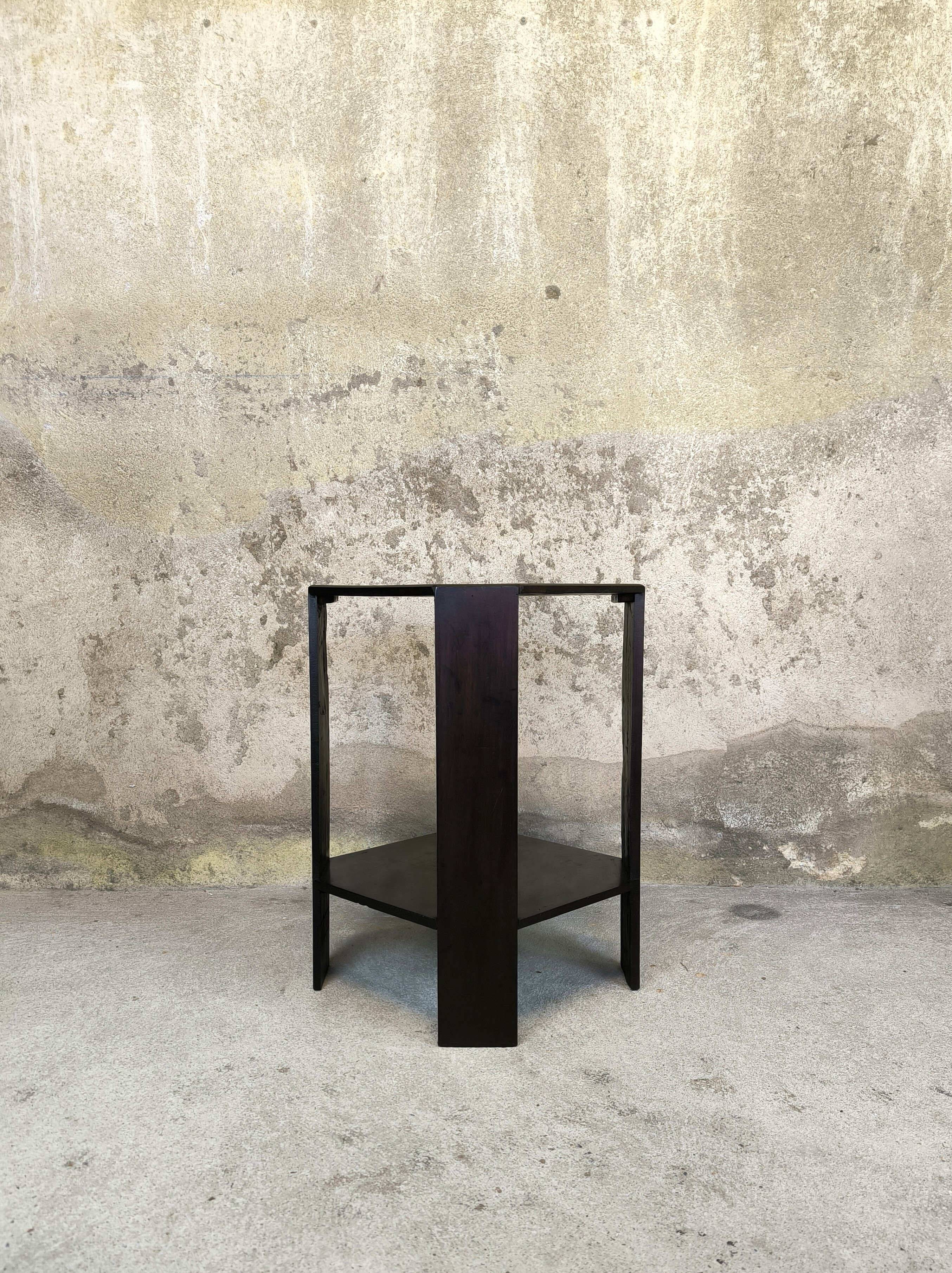 Vintage wooden pedestal table in art deco style