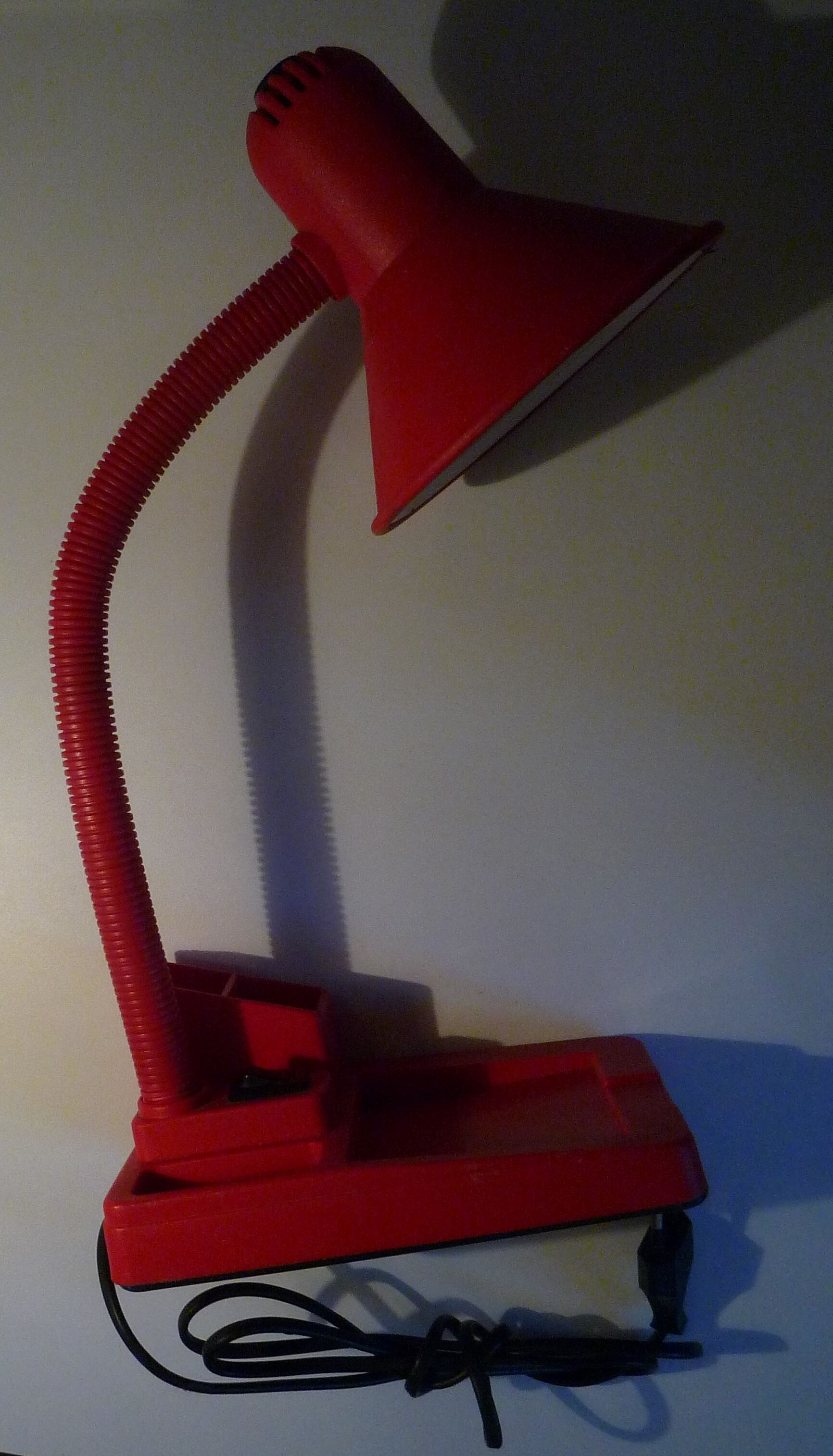 Lampe du bureau porte crayons rouge IMQ vintage italien 80s