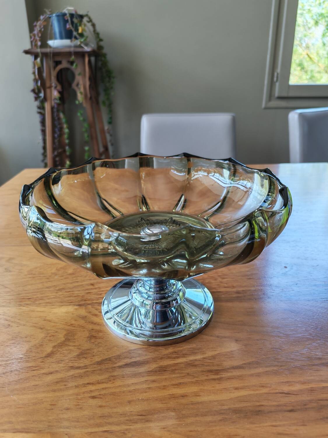 Coupe art déco en verre et métal chromé