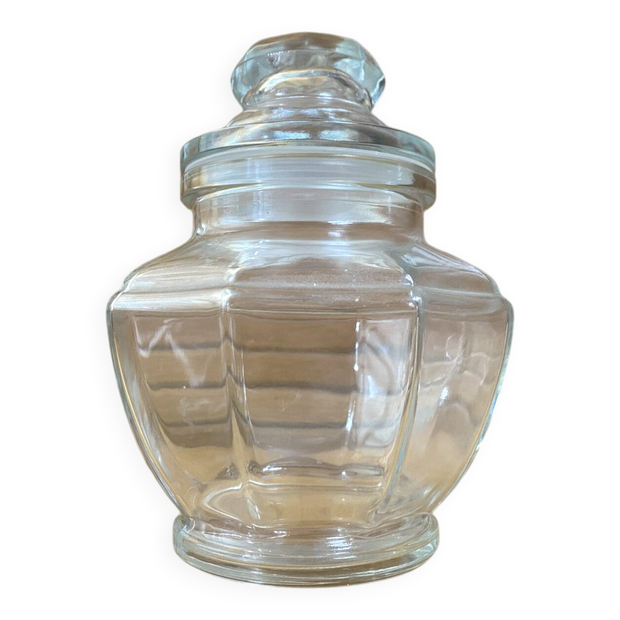 Antique Glass Bonbonnière + Lid Kitchen Storage Italy #