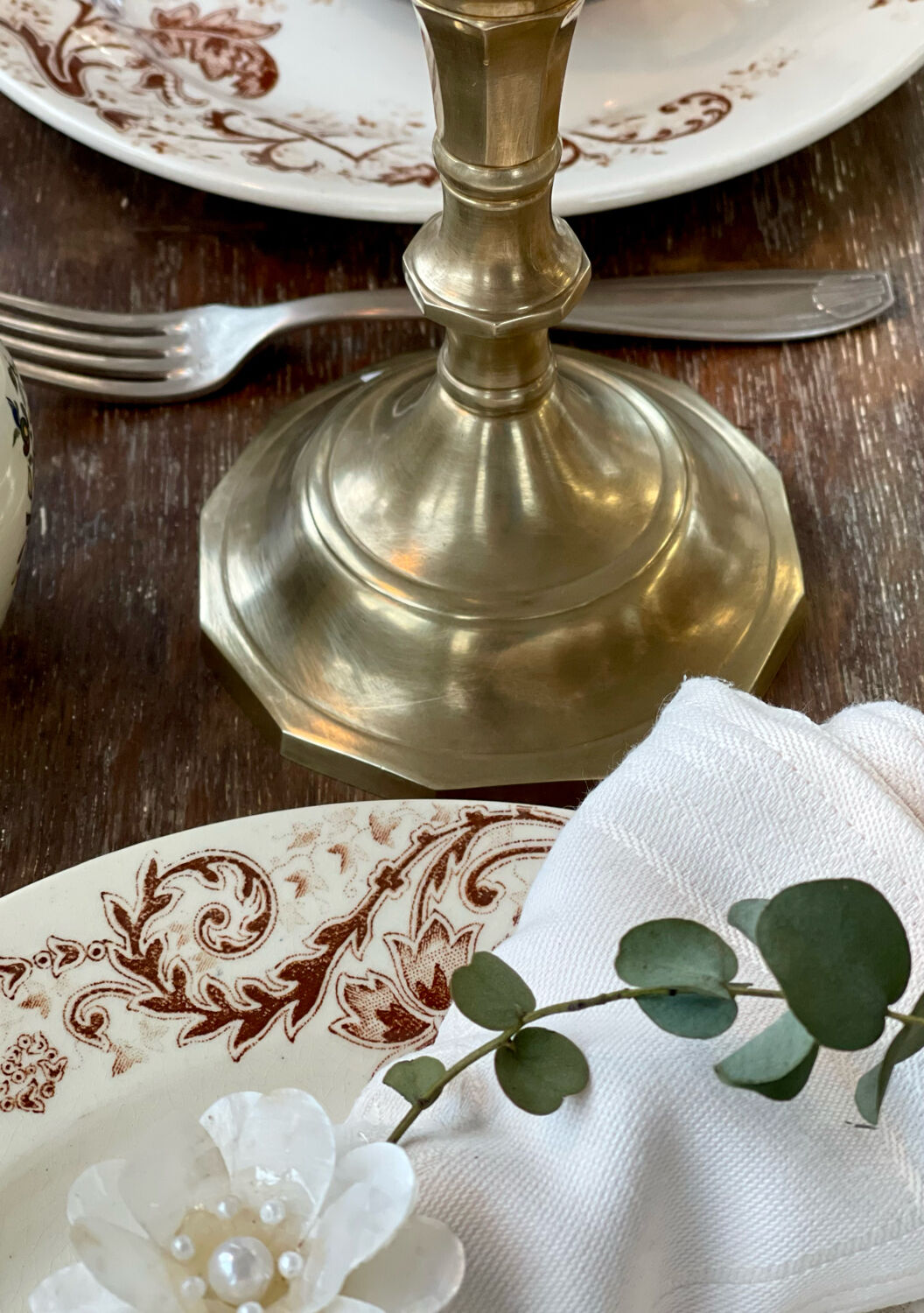 Pair of brass candle holders
