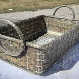 Basket braided in silver metal 19th