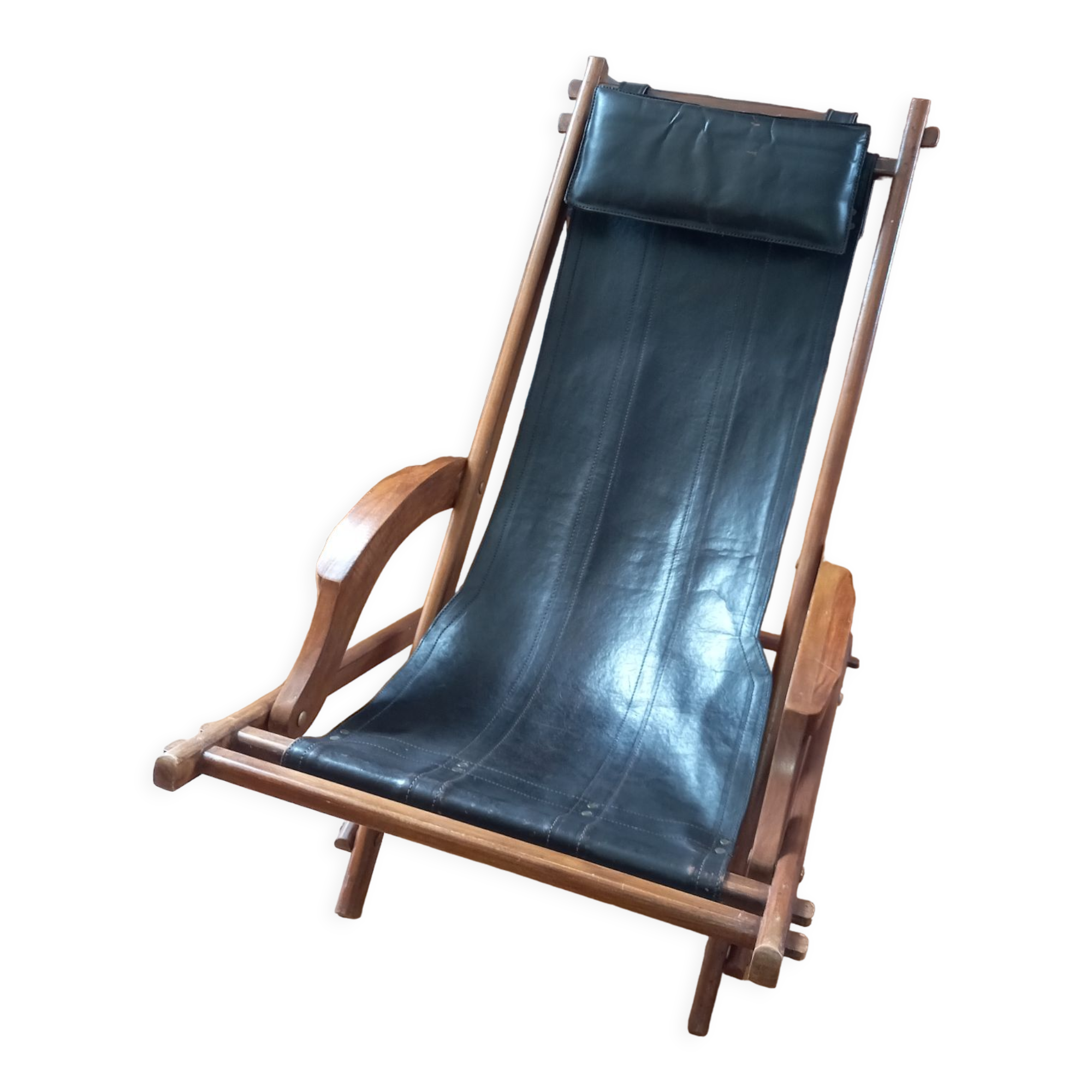 Leather deckchair