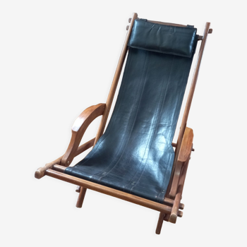 Leather deckchair
