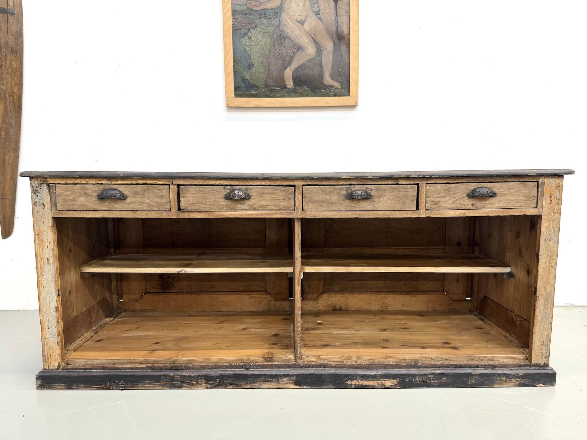 Large Antique Pine Trading Counter