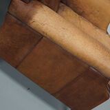 Vintage dutch cognac colored leather club chairs