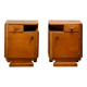 Pair Art Deco Nightstands or Bedside tables Oak and Glass, Netherlands, 193