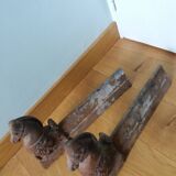 Cast iron andirons, horse head