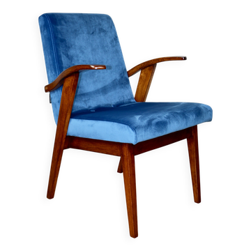 Vintage armchair 300-123, design by M. Puchała, blue sea - 2 pieces available