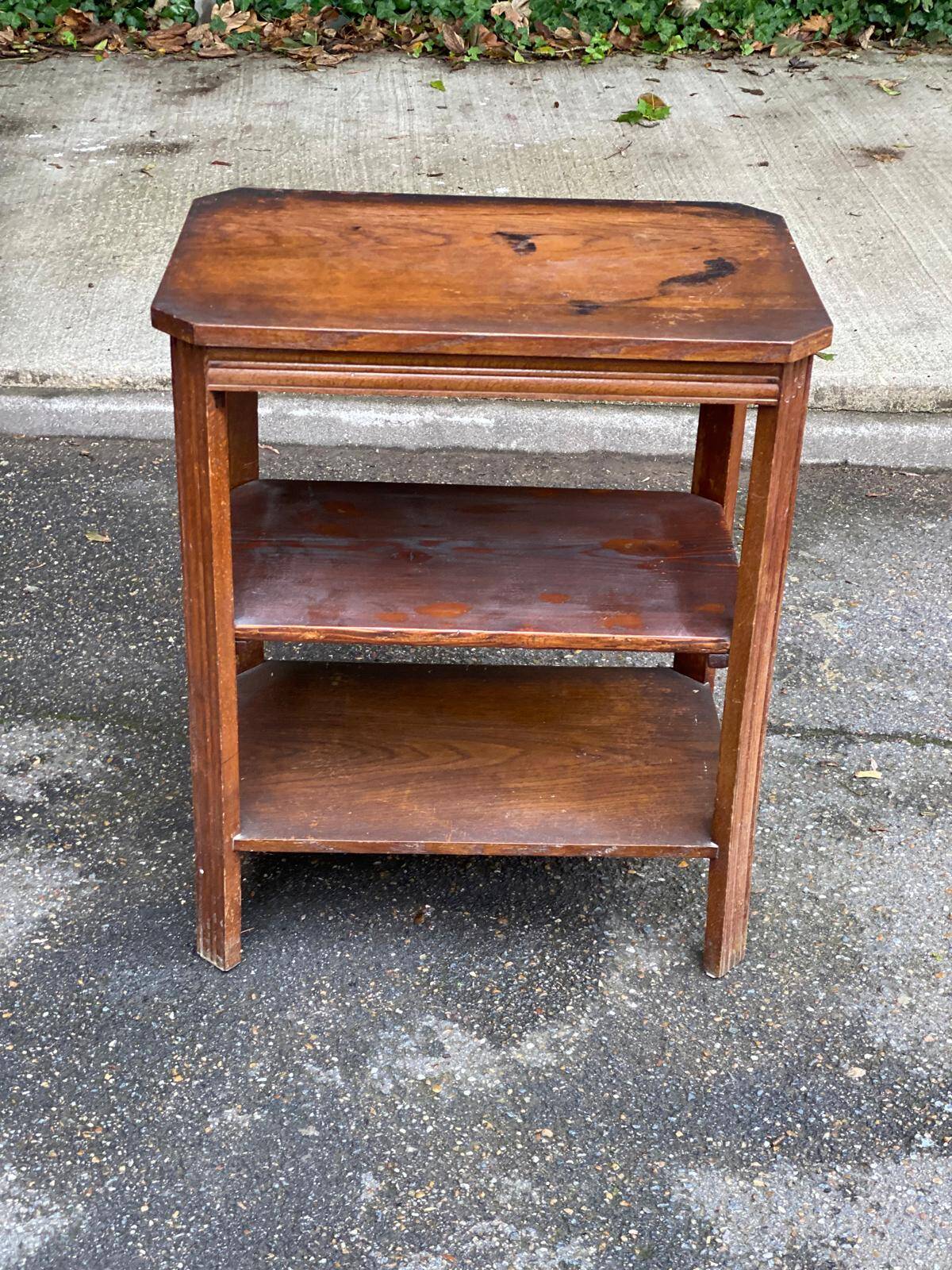 1950s Art Deco solid wood shelf with drawer