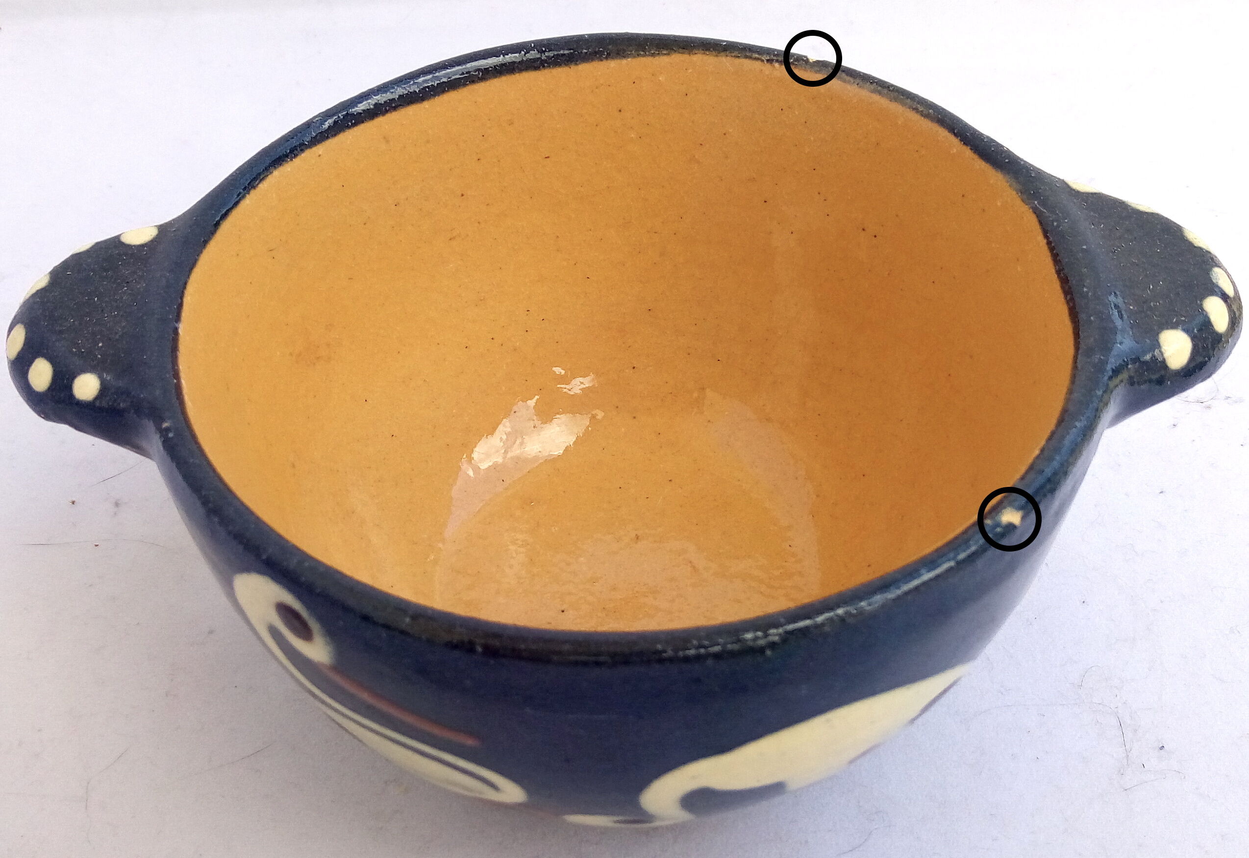 Blue ceramic Alsace bowl with storks