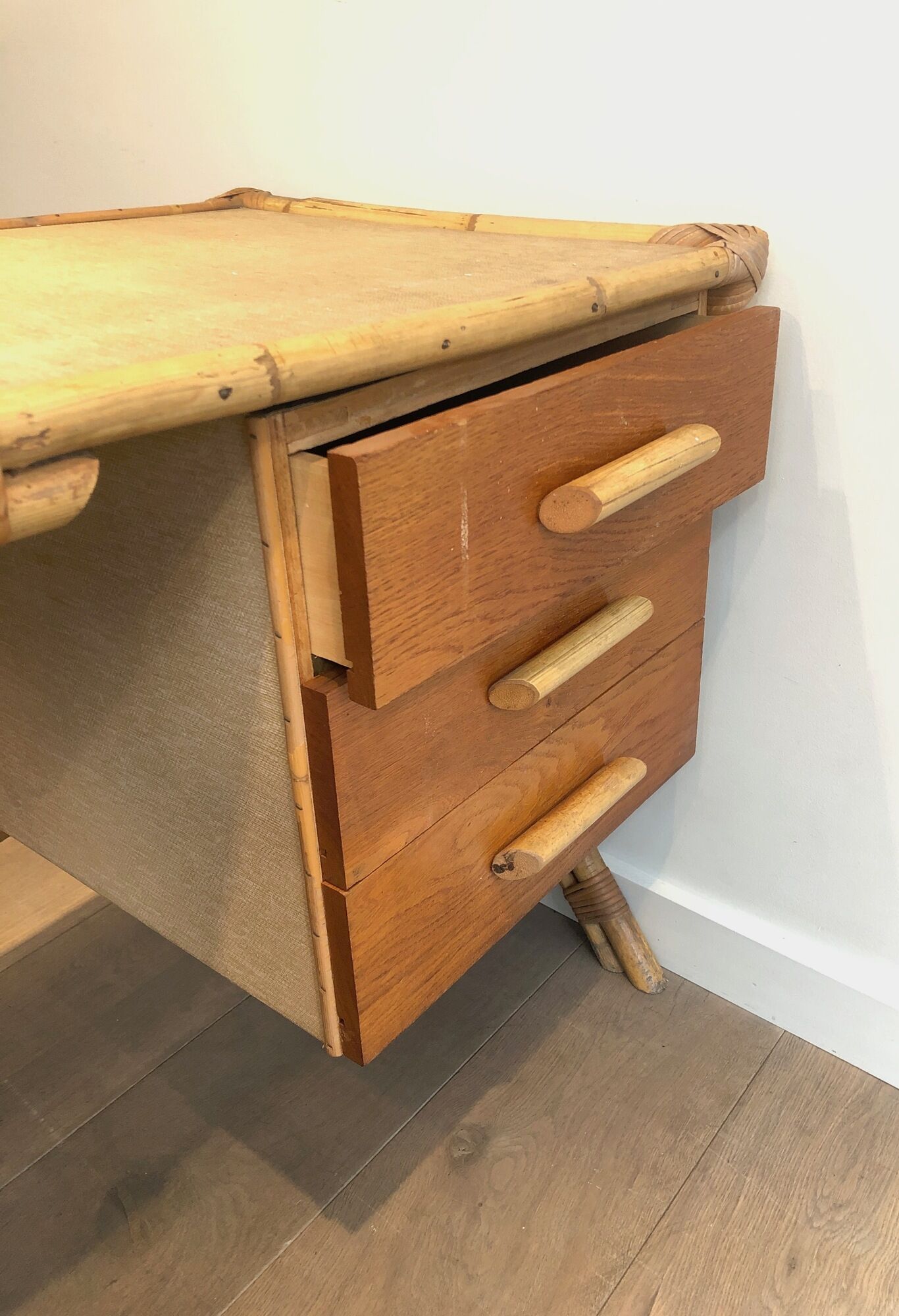Rattan desk around 1970