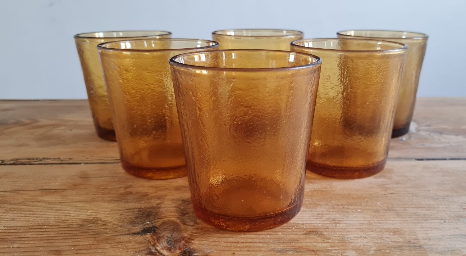Set of 6 amber water glasses