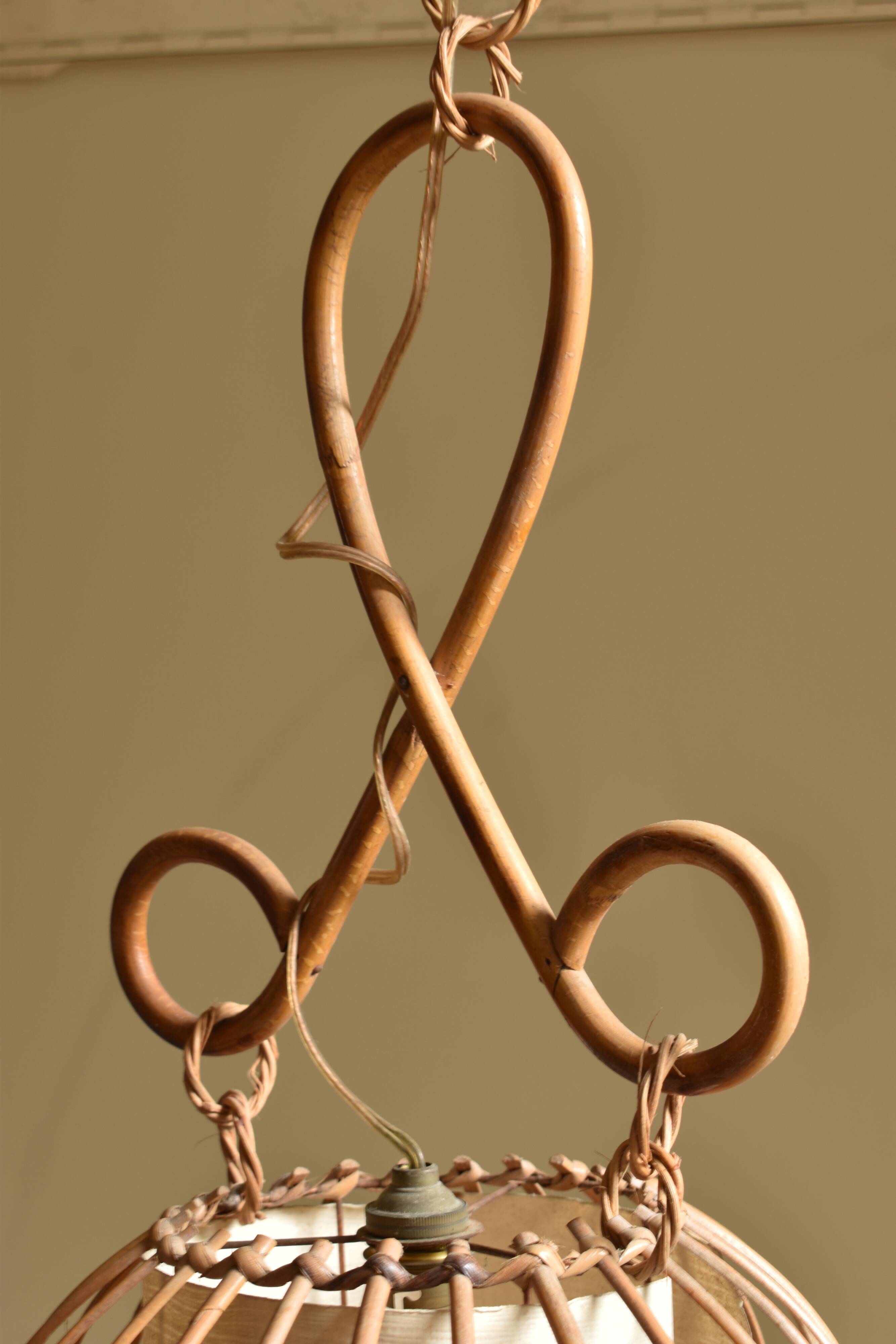 Vintage rattan chandelier 60s