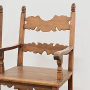 Pair of Italian Carved Wooden Armchairs, Lombardy, 1900s.