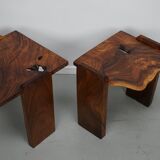 Pair of Vintage Natural Coffee Tables in Walnut, ca 1970/1980
