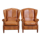 Set of 2 leather wingback chairs