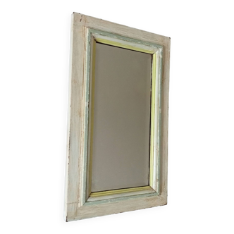 Old beveled solid wood mirror 43*25cm