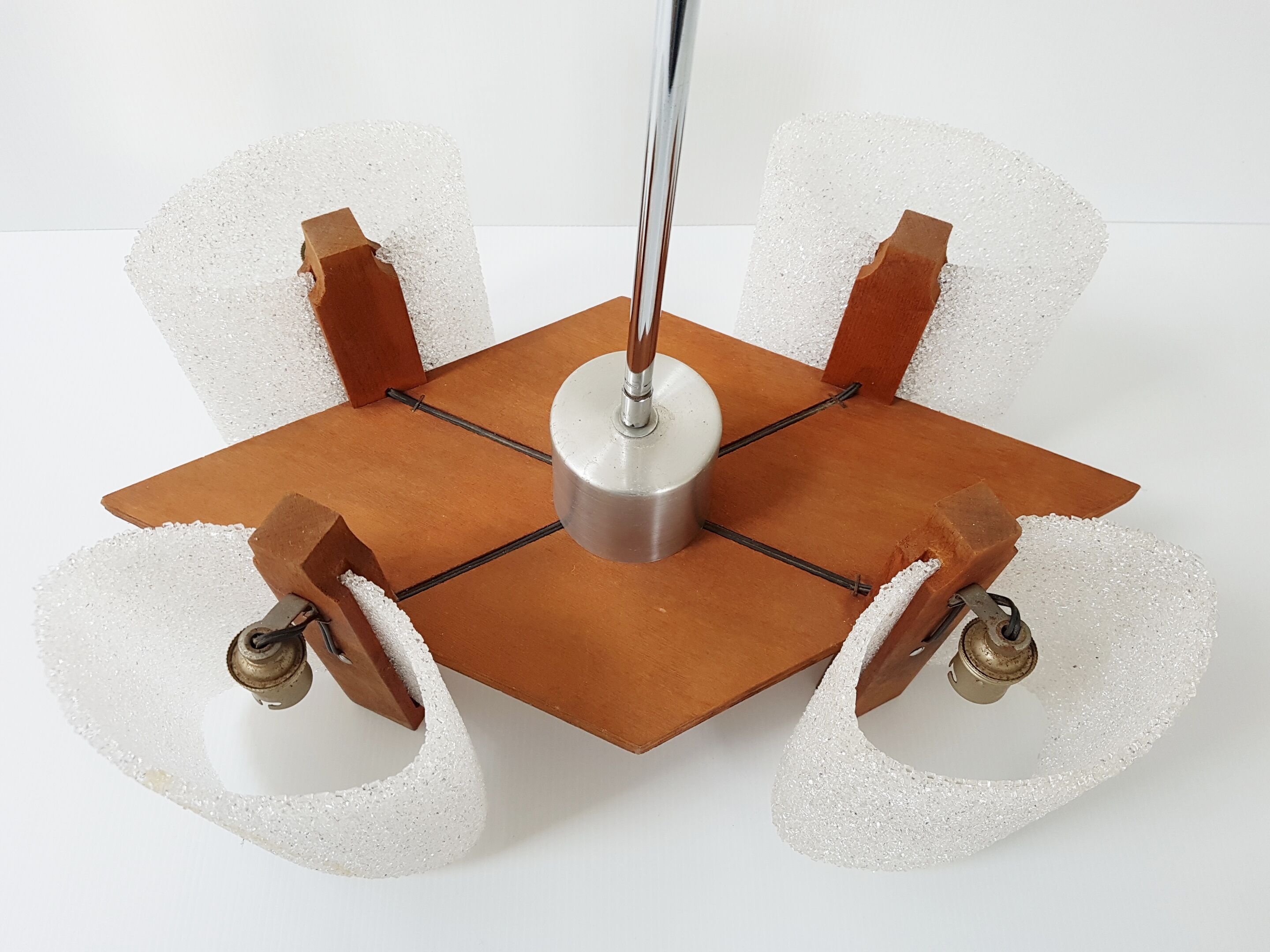 Scandinavian teak and resin 1960 chandelier