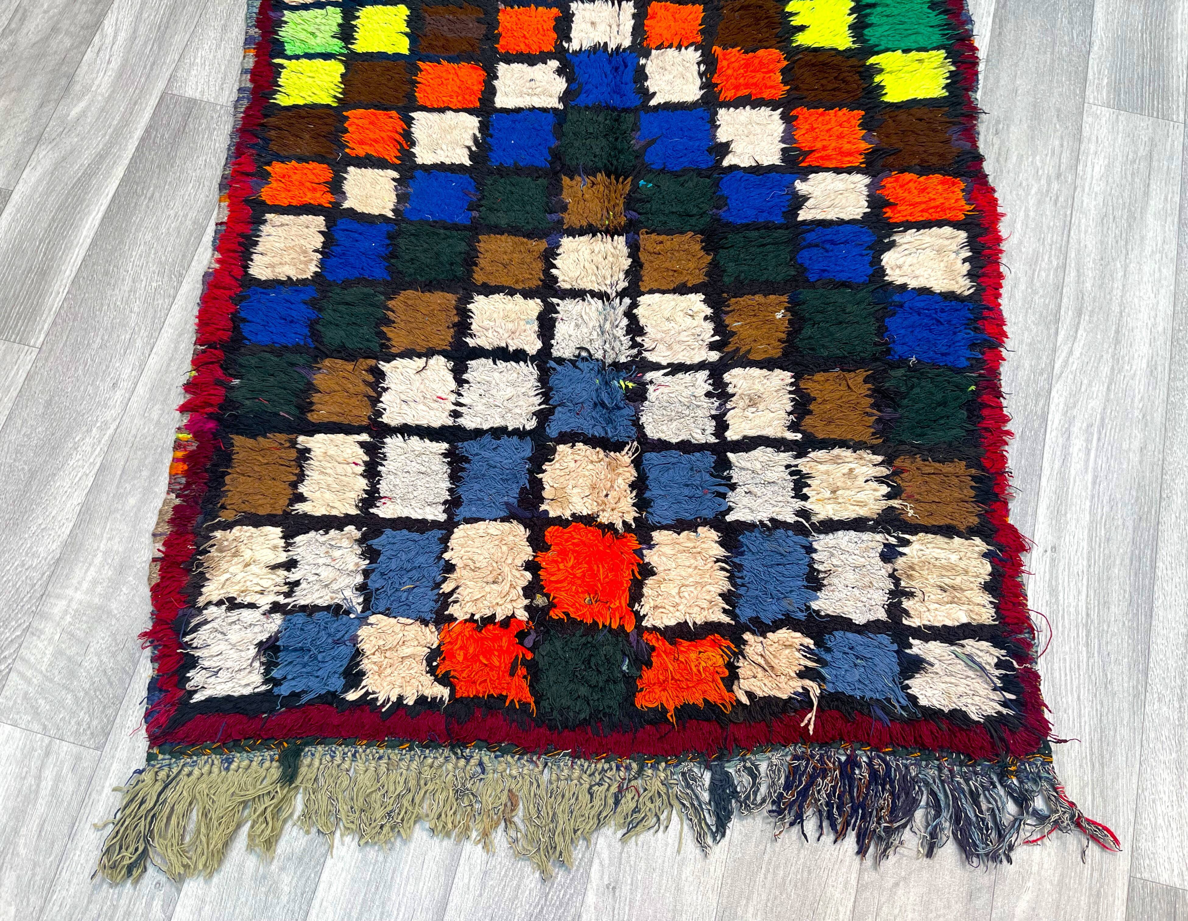 Unique Moroccan Rug-Vintage Art Deco Rug-The Rarest Moroccan Rug-Home Decor