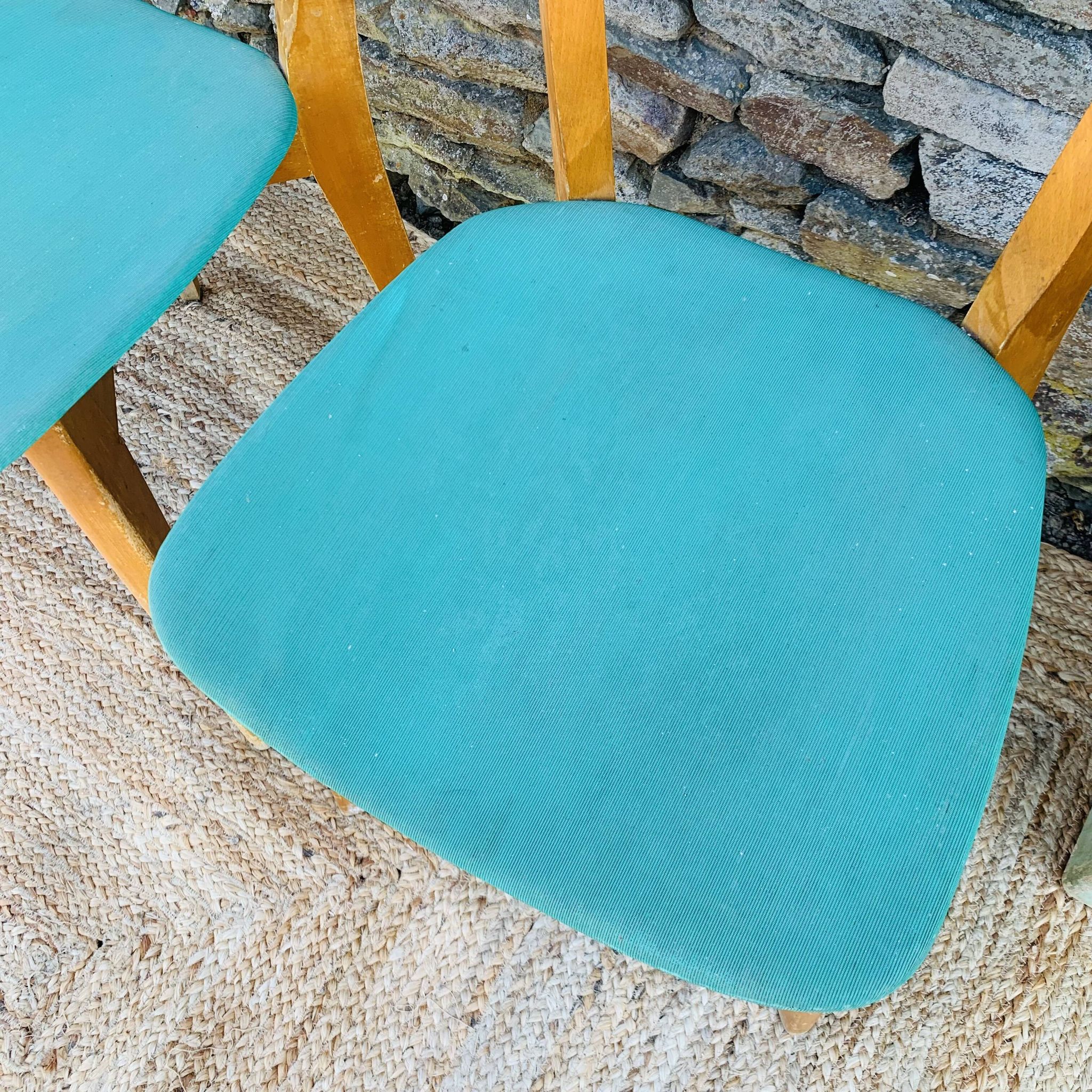 Set of 4 vinyl and wood chairs