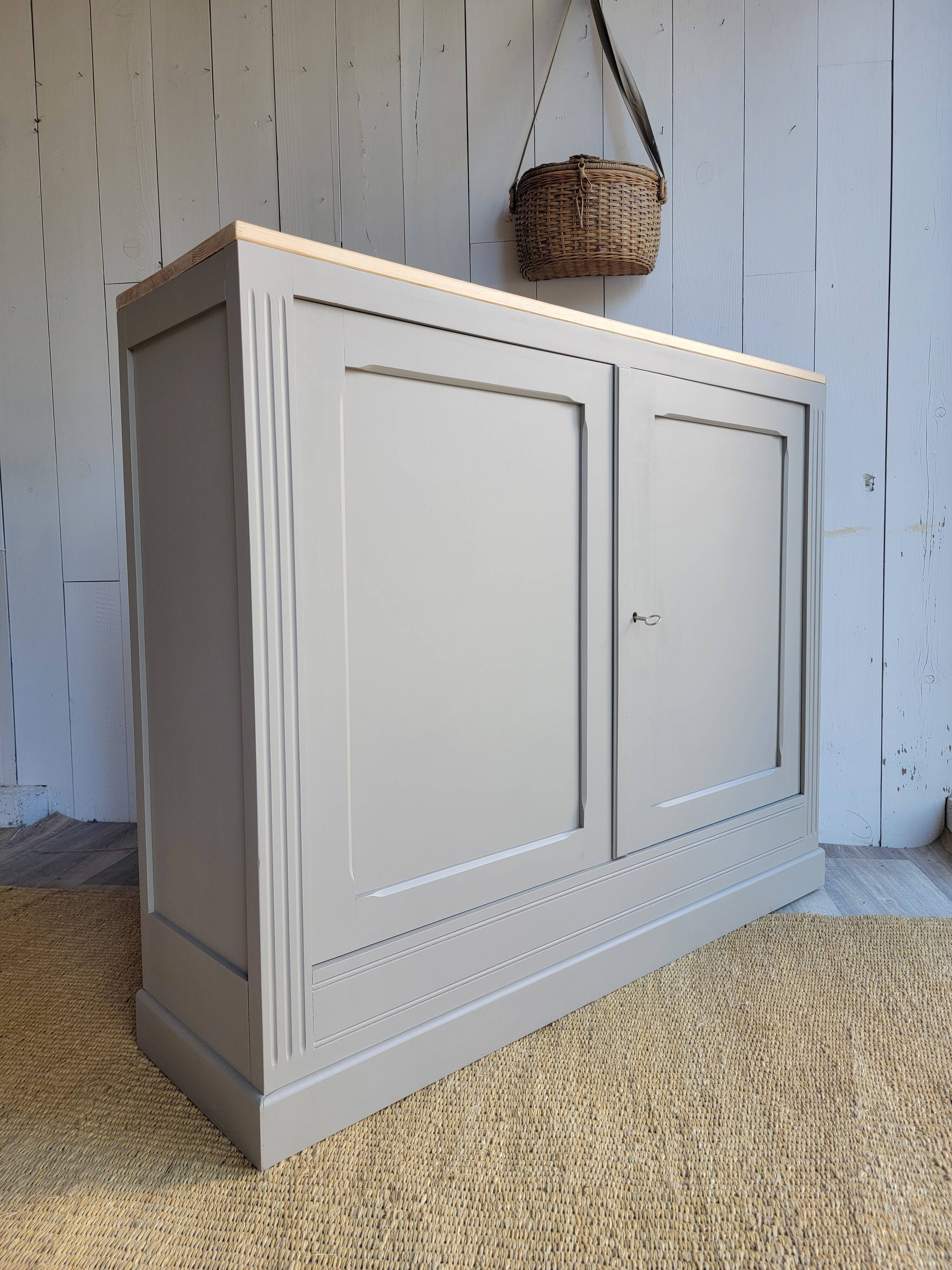 renovated wooden sideboard in brown