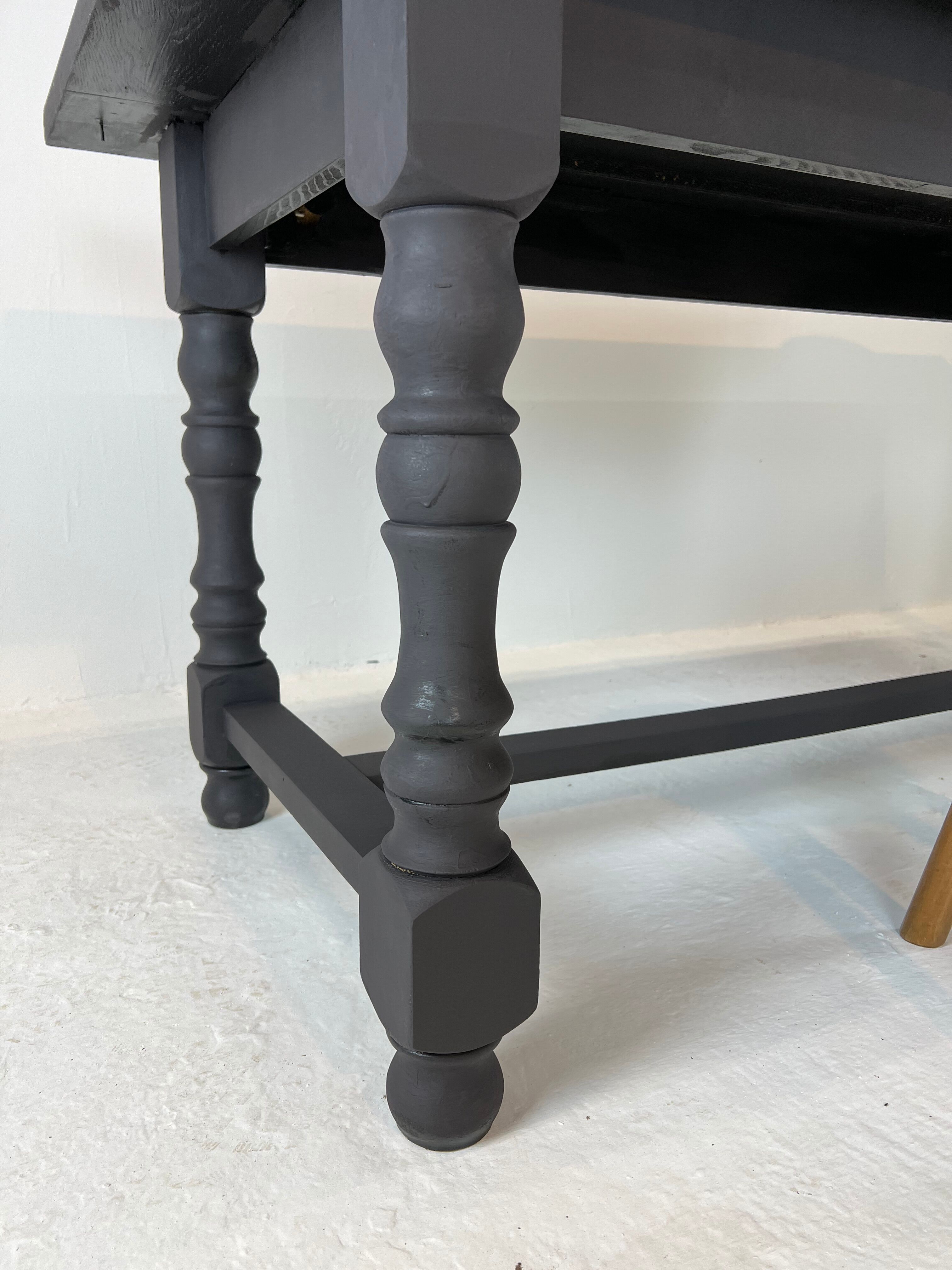 Matte black farmhouse table