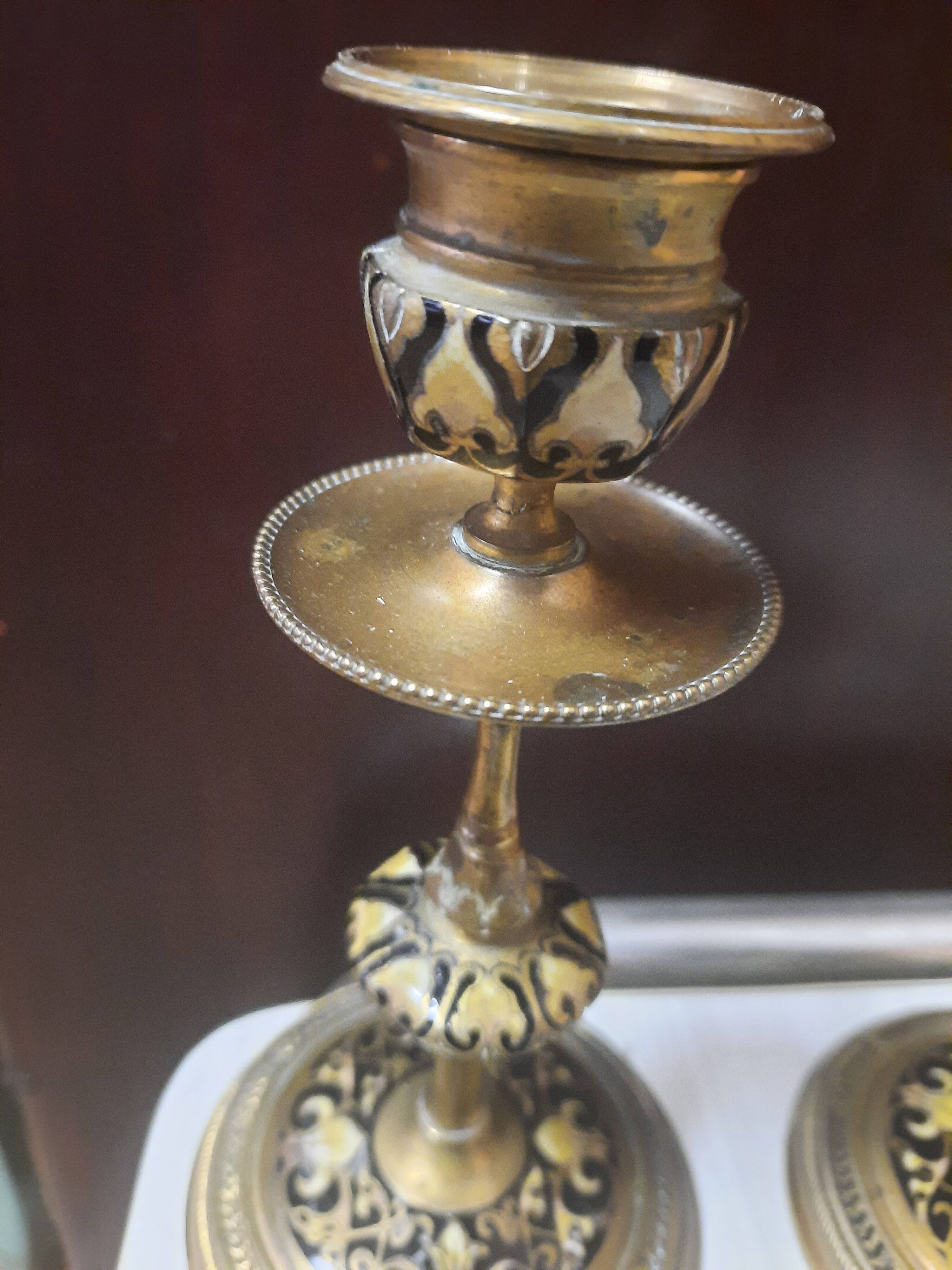 Pair of gilded bronze candlesticks Napoleon III