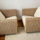 Pair of Ligne Roset Wicky armchairs by Didier Gomez in braided rope.