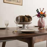 Custom-made solid walnut dining table with 4 extensions, for 6 to 16 people