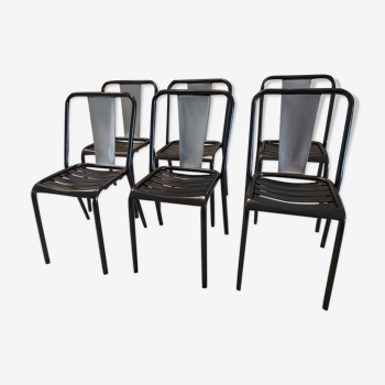 Suite of 6 Chairs Tolix model T4 by Xavier Pauchard 1950