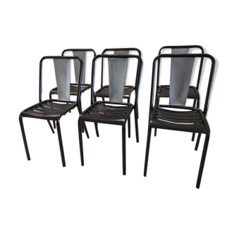 Suite de 6 chaises Tolix modèle T4 par Xavier Pauchard 1950