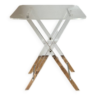 Folding plexiglass side table