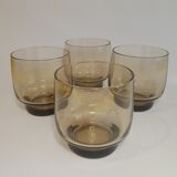 Set of 4 vintage 70s smoked glass water glasses