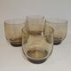 Set of 4 vintage 70s smoked glass water glasses